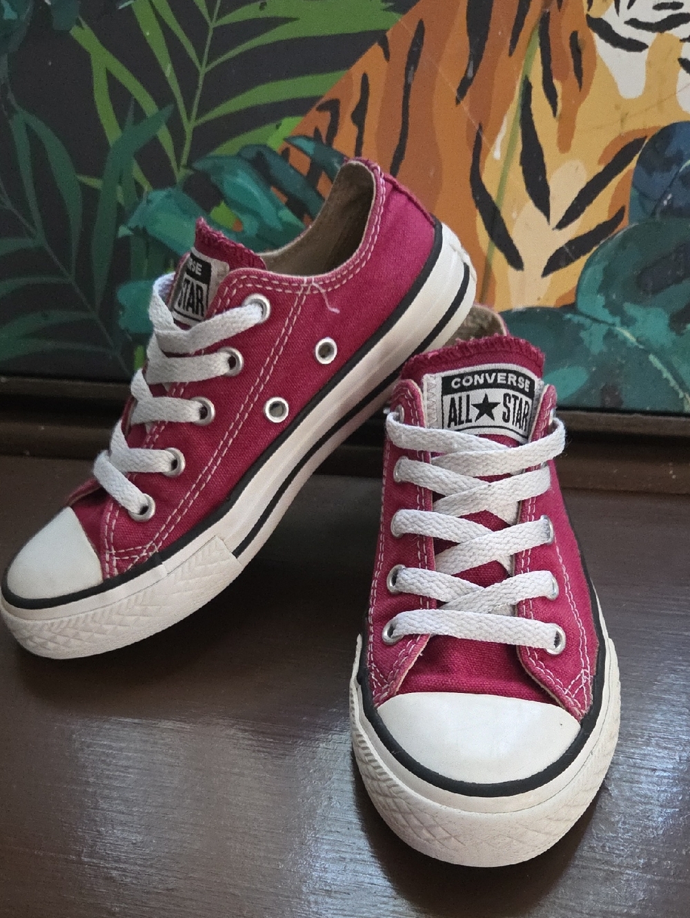 Converse Low Top Sneakers - Berry Red & White